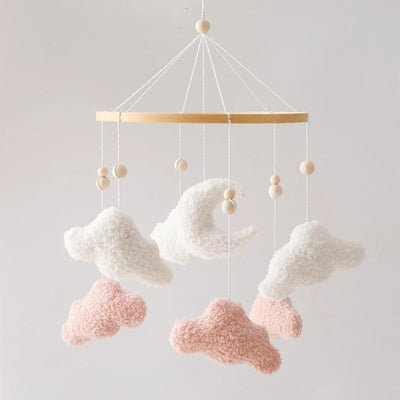 Wooden Crib Mobile Baby Bed Bell Rattle Toy Soft Felt Cartoon Bear Mobile Hanging Newborn Music Box Bed Bell Hanging Bracket Toy by Smarsty