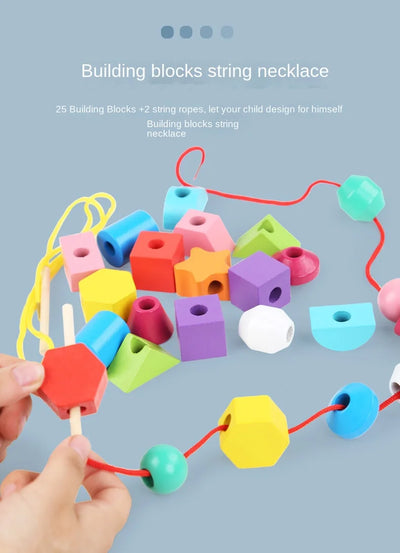 Montessori Wooden Toys Color Shape Matching Puzzle Game Colorful Beaded Color Cognition Early Educational Toys Gift for Children - Smarsty