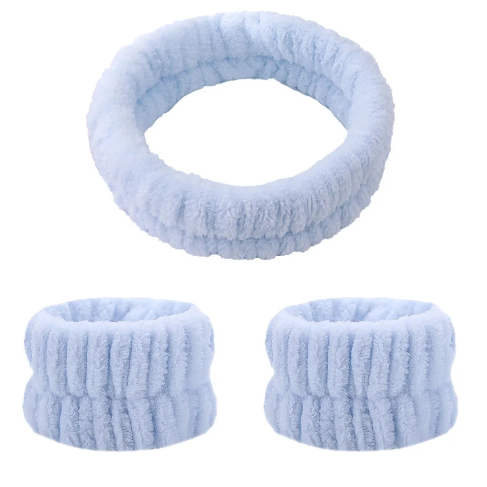 Absorbent Waterproof Face Wash Wristbands And Headband Set - Smarsty