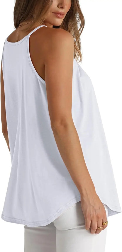 Womens Pleated Tank Tops Spaghetti Strap Camisole Halter Tops Curved Hem Fashion 2024