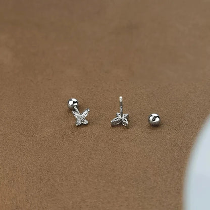 925 Silver Tragus Piercing Helix Studs Butterfly Heart - Smarsty
