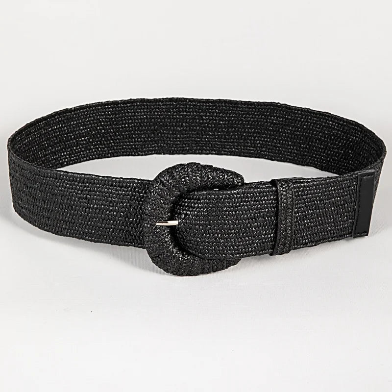 Retro Women Braided Wide Pin Buckle Belt Summer Fashion - Smarsty