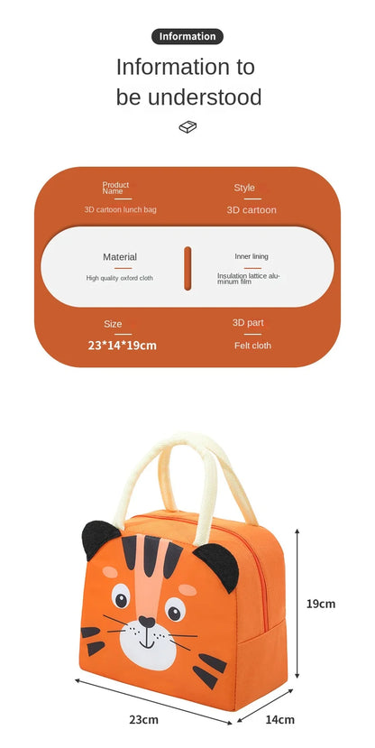 Cartoon Kids Lunch Bag With Thermal Insulation Waterproof - Smarsty