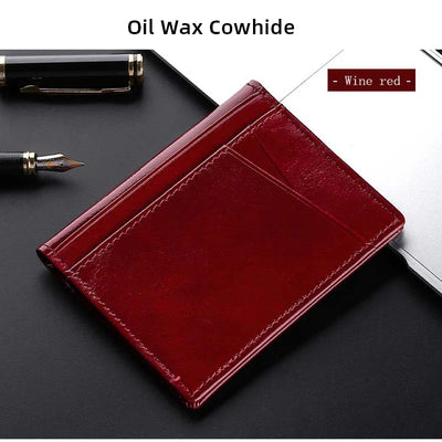 YUECIMIE Super Slim Soft Wallet Genuine Leather Mini Credit Card Holder Wallets Purse Thin Small Card Holders Men Wallet - Smarsty