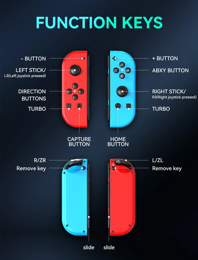 BT 5.2 RGB LED Joy Controller for Nintendo Switch - Smarsty