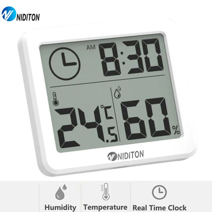 Digital Clock Desk Clock with Temperature and Humidity Display - Smarsty