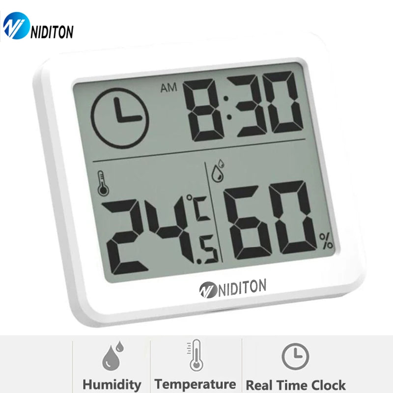 Digital Clock Desk Clock with Temperature and Humidity Display - Smarsty