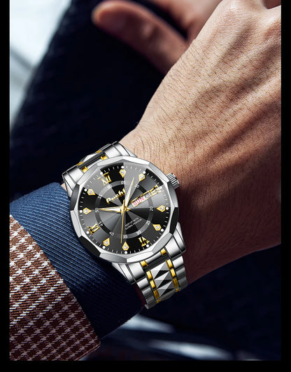 Poshi Men's Waterproof Luminous Quartz Watch with Dual Calendar - Smarsty