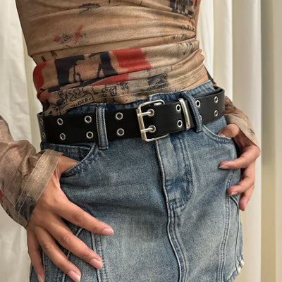Unisex Punk Rock Double Hole Large Size Belt - Smarsty