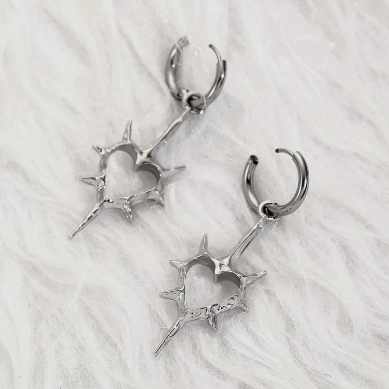 Y2K Punk Hollow Heart Earrings for Women Elegant Party Jewelry - Smarsty