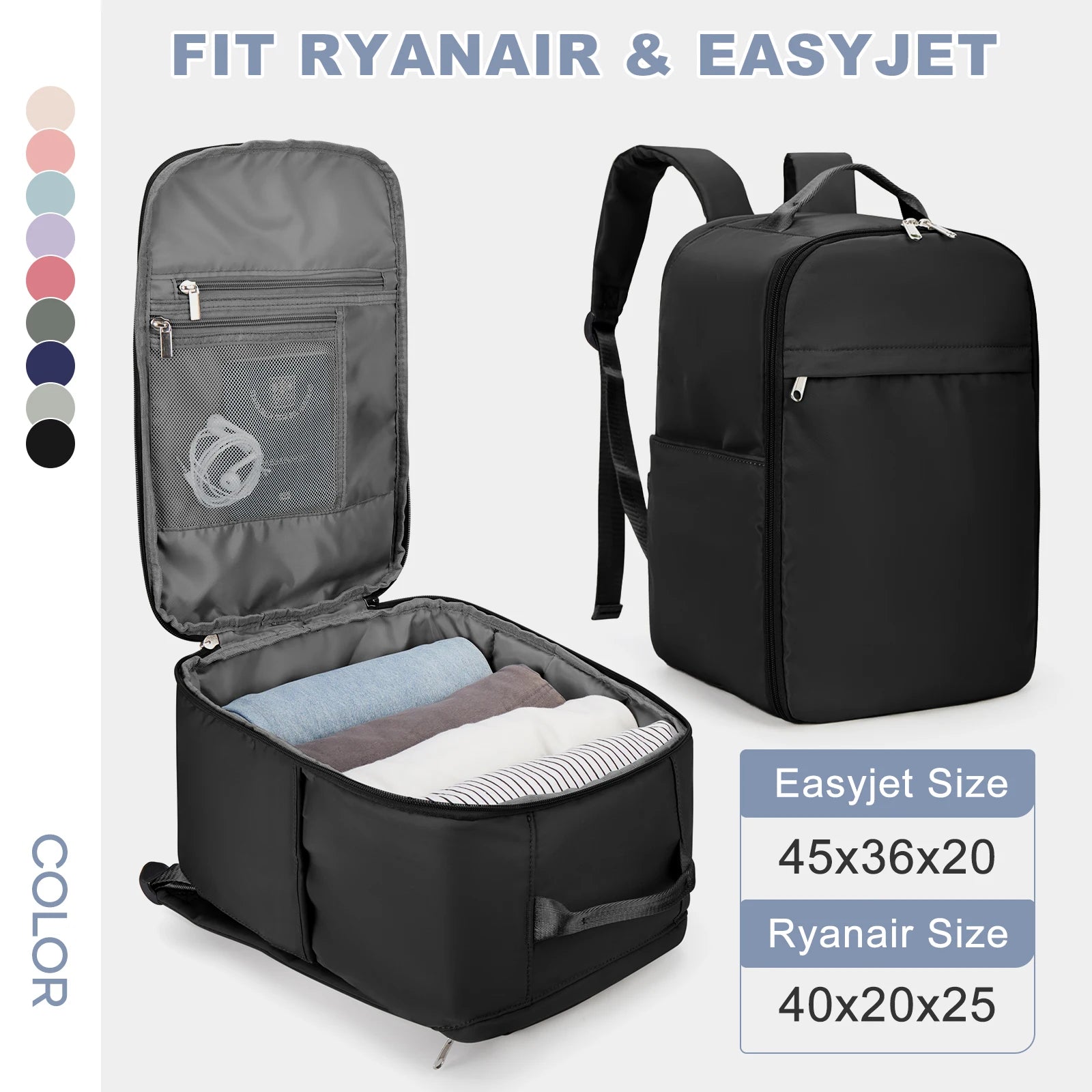 Ryanair Backpack 40x20x25 Cabin Bag, Hand Luggage Travel Backpack for Easyjet Cabin Bag 45x36x20, Laptop Backpack for Women/Men - Smarsty