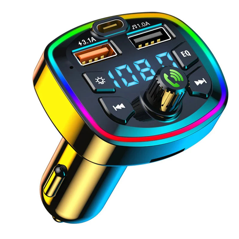 Car Bluetooth 5.0 FM Transmitter Wireless Adapter Mic Audio Receiver Auto MP3 Player 2.1A Dual USB Fast Charger Car Accessories - Smarsty