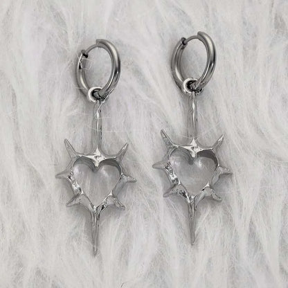 Y2K Punk Hollow Heart Earrings for Women Elegant Party Jewelry - Smarsty