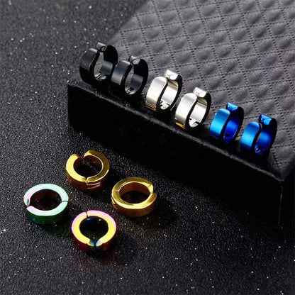 Stainless Steel Ear Clip Earrings No Piercing Black - Smarsty
