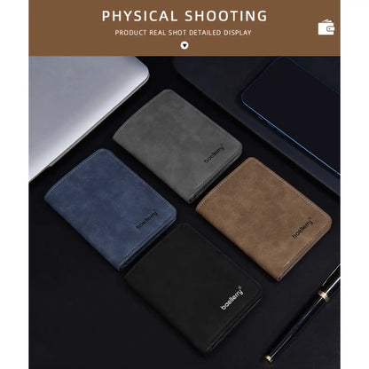 Thin Sanded Leather Multi-Card Driver's License Card Holder Simple Casual New Business Multi-Function Bifold Men's Short Wallet - Smarsty