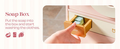 Robotime Robud Kids Corner Kitchen Playset Wooden Play Kitchen Set with Realistic Sound Pretend Play Gift for Boys Girls Pink by Smarsty