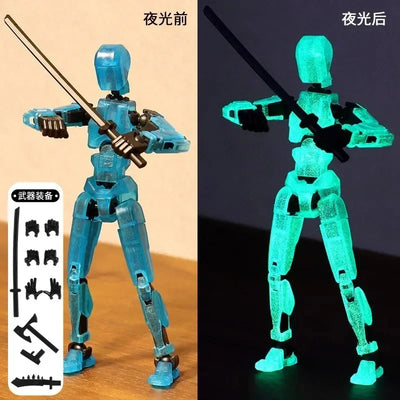 DIY Luminous T13 Multi-Jointed Movable Shapeshift Robot 3D Printed Mannequin Lucky robot and dog Action Figures Toys kids Gifts - Smarsty