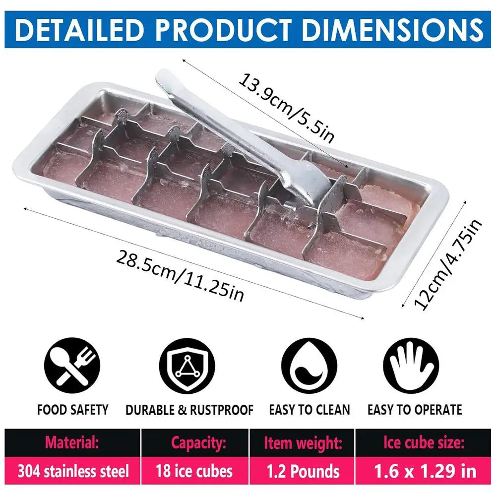 Stainless Steel Ice Cube Tray for Efficient Drink Cooling - Smarsty