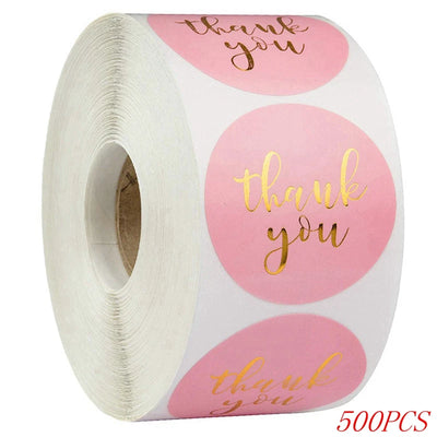 50-500pcs 1inch Blue Thank You Stickers For Envelope Sealing Labels Stationery Supplies Handmade Wedding Gift Decoration Sticker - Smarsty