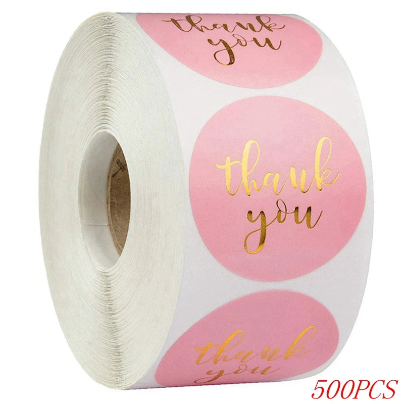 50-500pcs 1inch Blue Thank You Stickers For Envelope Sealing Labels Stationery Supplies Handmade Wedding Gift Decoration Sticker - Smarsty