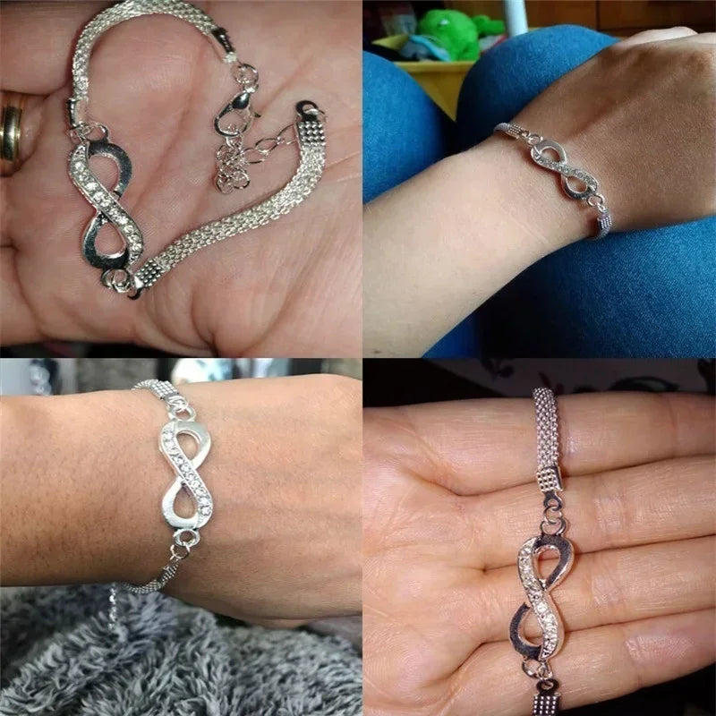 Unisex Crystal Inlay Bracelet with 8 Shape Charm - Smarsty