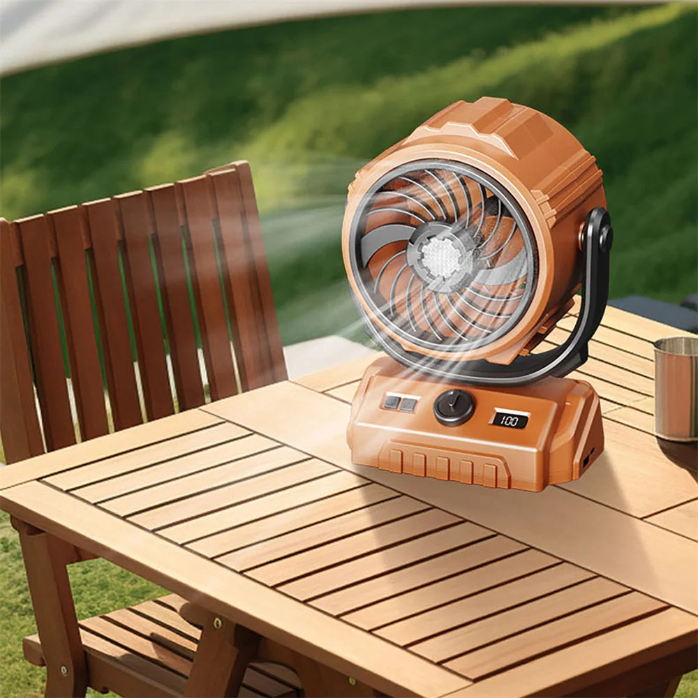 Camping Fan 20000mAh Rechargeable Portable Camping Circulator Fan Wireless Tent Ceiling Fan with LED Light and Hook