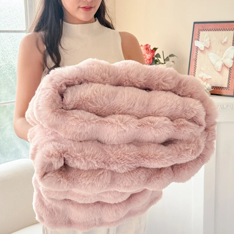 Double-Layer Rabbit Fur Blanket for Comfortable Summer Use - Smarsty