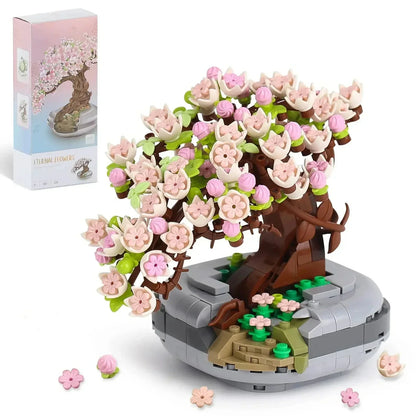 Mini Plant Bonsai Building Block Flower Plant Cherry Blossom Tree Potted Bouquet Model Bricks Home Decoration Toy For Kids Gifts - Smarsty