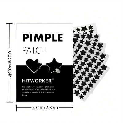 [Hydrocolloid Face Zit Patches] 200 Count Acne Patch Pimple Patch, Black Heart Shaped Acne Cover Patch, Hydrocolloid Acne Patche - Smarsty