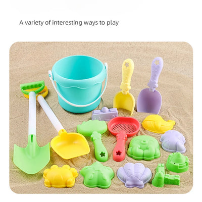 Children's Sand Digging Toy Set Beach Play Water And Sand Folding Bucket Shovel Mold Summer Gift Random Colors Styles by Smarsty