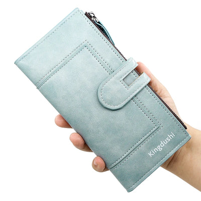 Fashionable New Women's Long Wallet, European and American Fashion Phone Bag, PU Leather Multi Card Carrying Bag - Smarsty
