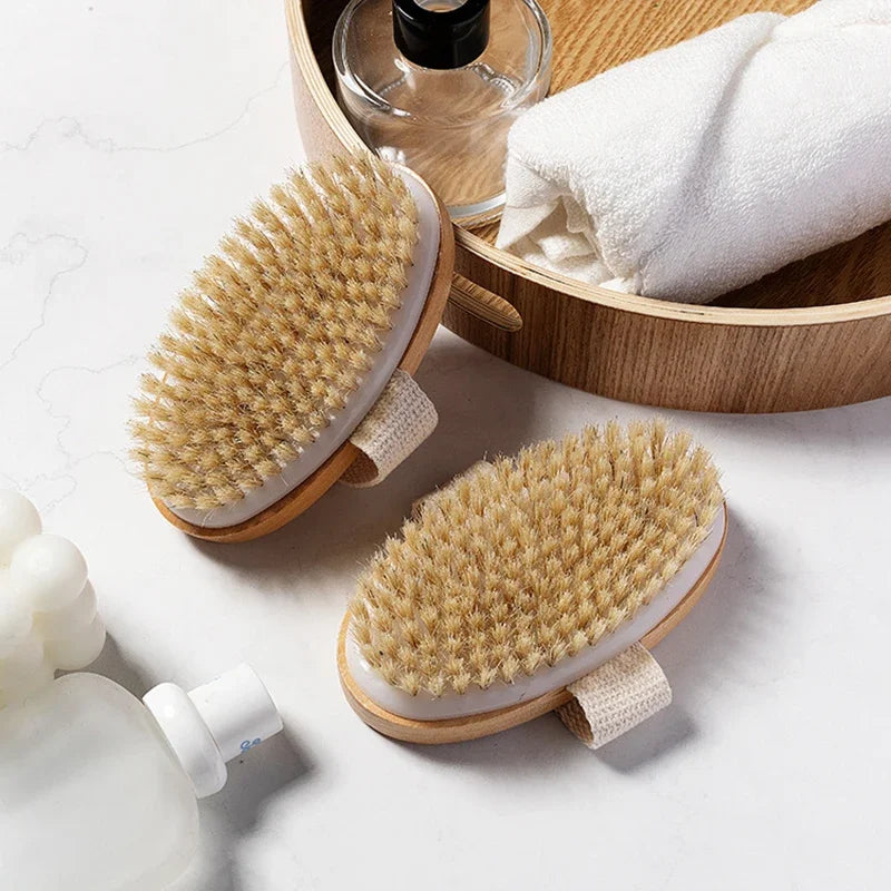 Natural Bristle Bath Brush for Soft Skin Massage - Smarsty