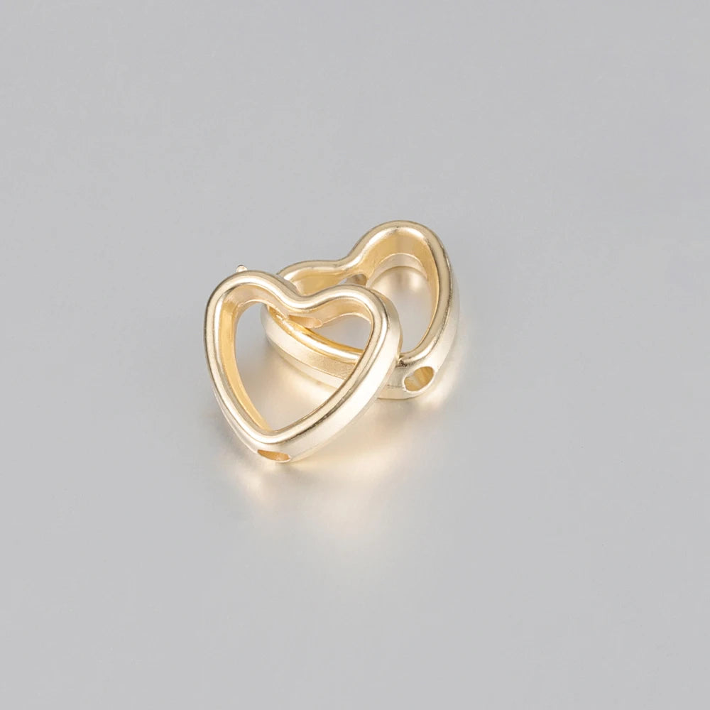 50pcs Heart Frame Beads Double Hole Spacers for Jewelry Making - Smarsty
