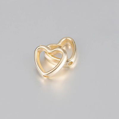 50pcs Heart Frame Beads Double Hole Spacers for Jewelry Making - Smarsty