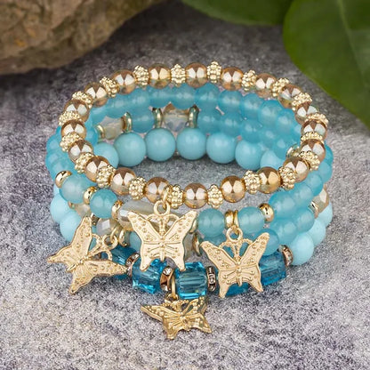 Trendy Butterfly Beaded Bracelet Set for Women - Smarsty