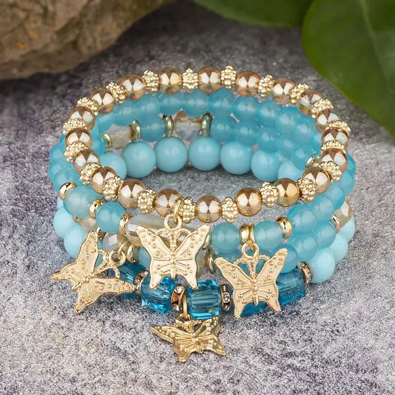 Trendy Butterfly Beaded Bracelet Set for Women - Smarsty