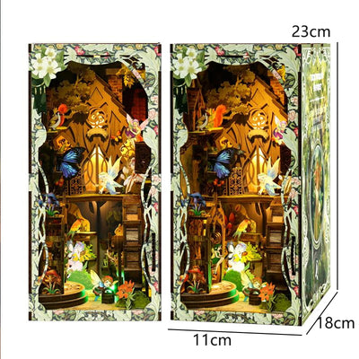 DIY Book Nook Kit 3D Miniature Wooden Doll House Photo Frame Ornament Bookshelf Insert Retro Booknook Decor For Birthday Gifts by Smarsty