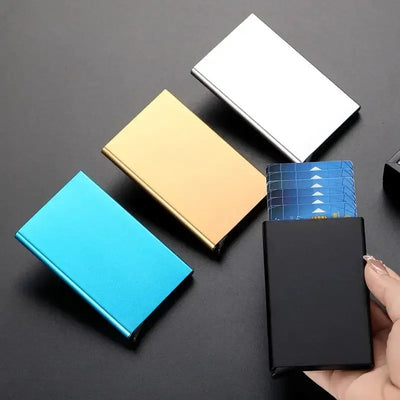 Anti Rfid Blocking Smart Wallet for Men Women ID Bank Credit Card Holder Metal Thin Slim Women Wallets Pop Up Minimalist Purse - Smarsty