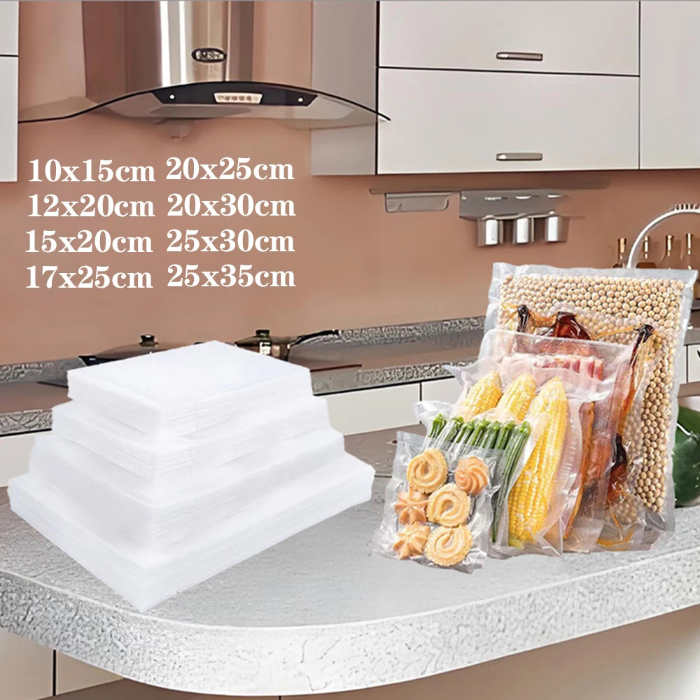 100 Premium Vacuum Sealer Bags, Sealing, Freshness, Compression, Kitchen Vacuum Bags, Food Vacuum Sealer Food Storage Bags