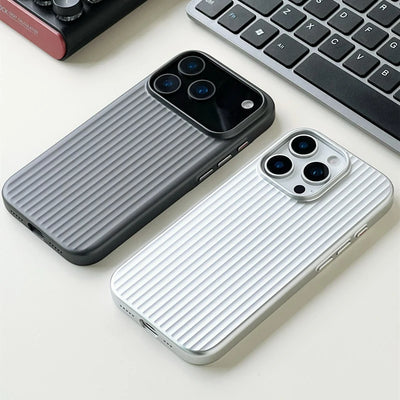 Fashion Plating 3D Luggage Stripes for Magsafe Phone Case for IPhone 17 16 15 14 Pro Max Shockproof Wireless Charge Matte Cover - Smarsty