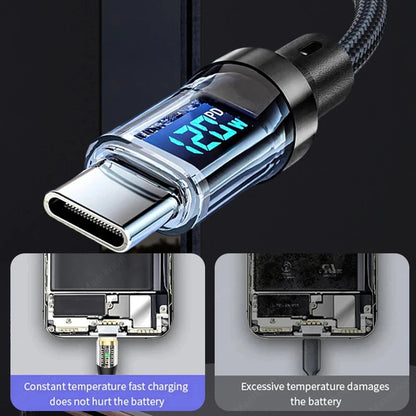 NNBILI 120W USB C and USB A charging cables with LED display screen, USB C=C-C，USB A=A-C,Xiaomi iPhone、 Samsung not compatible - Smarsty