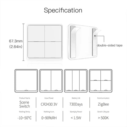 Tuya Smart Wireless Zigbee Wall Light Switch - Smarsty