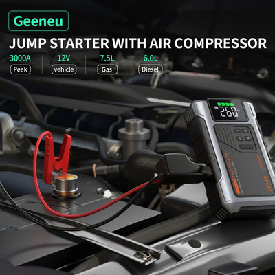 Portable Car Jump Starter With Air Compressor, 3000A Peak(7.5L Gas, 6.5L Diesel) , Jump Starter Battery PackWith150 PSl Tire Inf - Smarsty