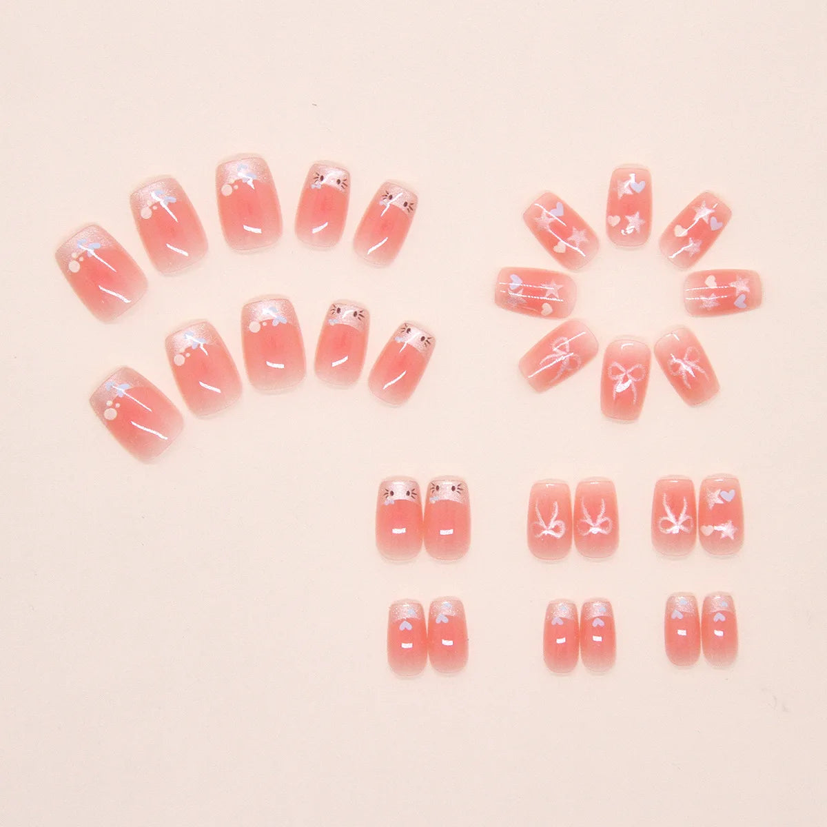 24Pcs Cute Pink Cat Eye Press On Nails Set - Smarsty