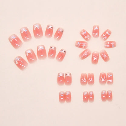 24Pcs Cute Pink Cat Eye Press On Nails Set - Smarsty