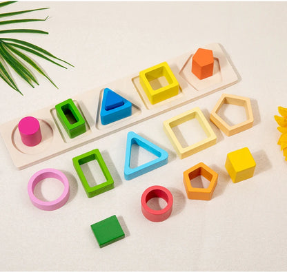 Geometric Shape Sorting Stacking Toys Columns Colorful Matching Puzzles Building Blocks Early Learning Color & Shape Recognition by Smarsty
