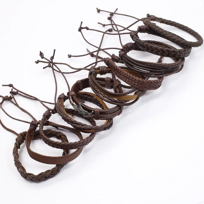 Handmade Black Leather Wrap Bracelets Set for Men and Women - Smarsty