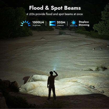 WUBEN X4 EDC Flat Flashlight with RGB Light, 1500 Lumens Mini Flashlight with Tactical Switch and Magnetic, IP68 Portable Pocket