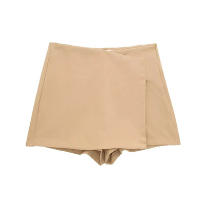 MUJER 2025 Asymmetric Skort For Women Black High Waist Mini Skirt Shorts Women Casual Bermuda Shorts Woman Summer Skirt Shorts - Smarsty
