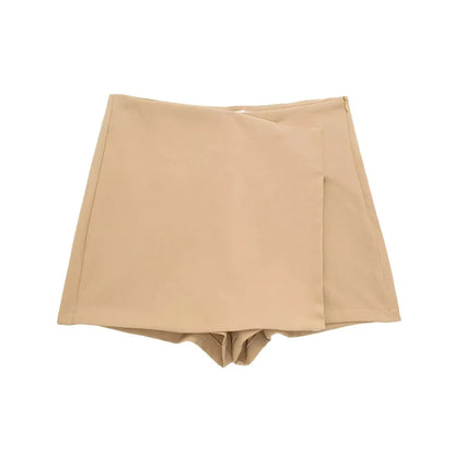 MUJER 2025 Asymmetric Skort For Women Black High Waist Mini Skirt Shorts Women Casual Bermuda Shorts Woman Summer Skirt Shorts - Smarsty